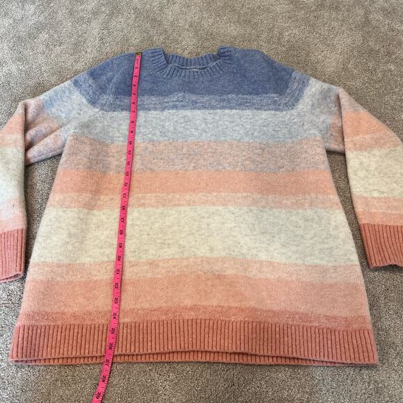 Loft Plus Women's Crewneck Sweater Pink‎ Blue Cream Wool Size 14 - Picture 7 of 8